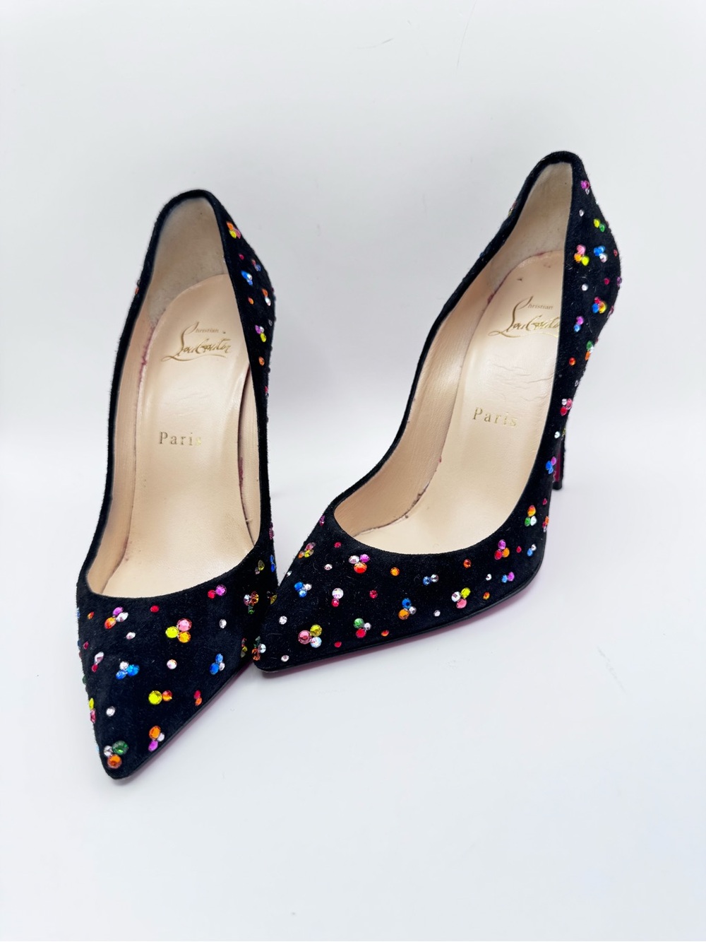 Christian Louboutin Pigalle Follies Clair de Lune 100 Black Multi 36